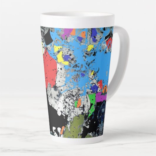 Abstract blauw kunstblauw zwart latte mok (Rechterhoek)