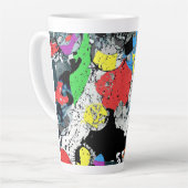 Abstract blauw kunstblauw zwart latte mok (Linkerhoek)