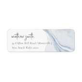 Abstract Blauw Kuststrand Waterverf Adres Etiket (Voorkant)