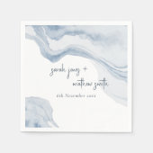 Abstract blauw kuststrand Waterverf bruiloft Servet (Voorkant)