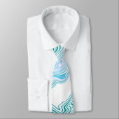 Abstract Blauw Marmeren Steen Print Stropdas (Gebonden)