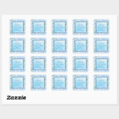 Abstract blauw modern doopsel dank u vierkante sticker (Vel)