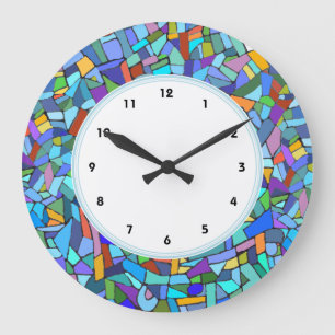 Abstract blauw Mosaic Pattern genummerd klok