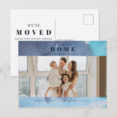 Abstract Blauw Nieuw Huis voor Feestdagen Foto Ver Briefkaart (Voorkant / Achterkant)