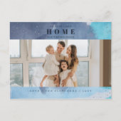 Abstract Blauw Nieuw Huis voor Feestdagen Foto Ver Briefkaart (Voorkant)