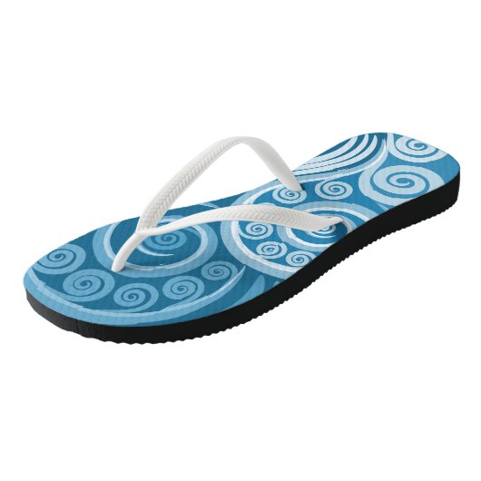 Abstract blauw, onvertakt fern-rond teenslippers (Schuin)