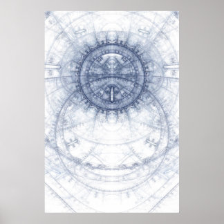 Abstract blauw op wit thema poster
