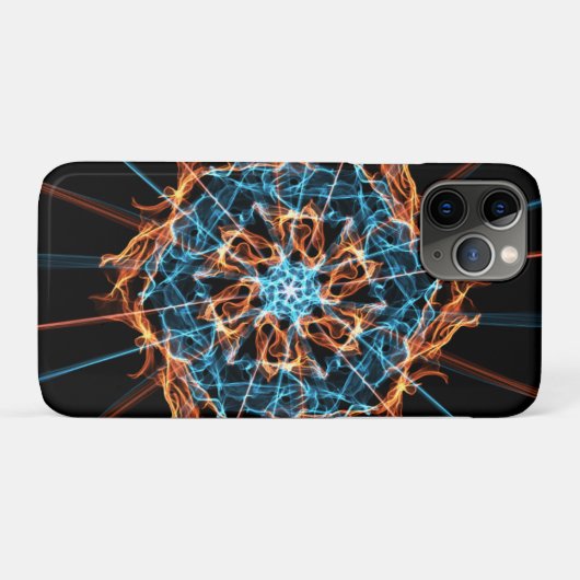 Abstract Blauw Oranje Flames Hexagon Case-Mate iPhone Case (Achterkant (horizontaal))