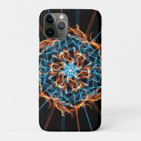 Abstract Blauw Oranje Flames Hexagon