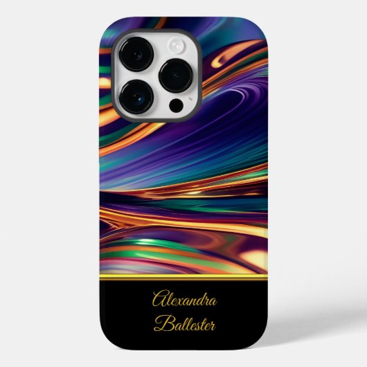 Abstract Blauw Paars Goud Case-Mate iPhone Case (Achterkant)