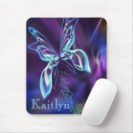 Abstract blauw Paars neon look Butterfly Afbeeldin Muismat