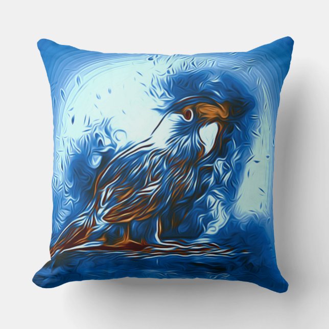 Abstract blauw parrot decor kussen (Voorkant)