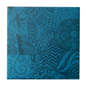 Abstract Blauw Patroon Tegeltje