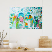 Abstract blauw poster (Keuken)