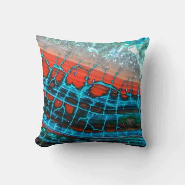 Abstract blauw rode draak Zee Kussen (Voorkant)