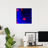 Abstract Blauw Rood Poster Originele Modern Art Pr (Thuiskantoor)