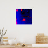 Abstract Blauw Rood Poster Originele Modern Art Pr (Keuken)