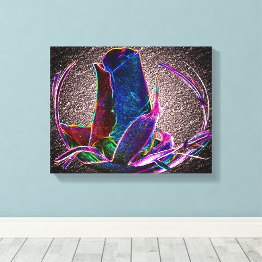 Abstract blauw Roos ventilator Canvas Afdruk (Insitu (Houten vloer))