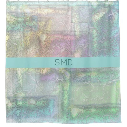 Abstract blauw roze getextureerd patroon douchegordijn (Voorkant)