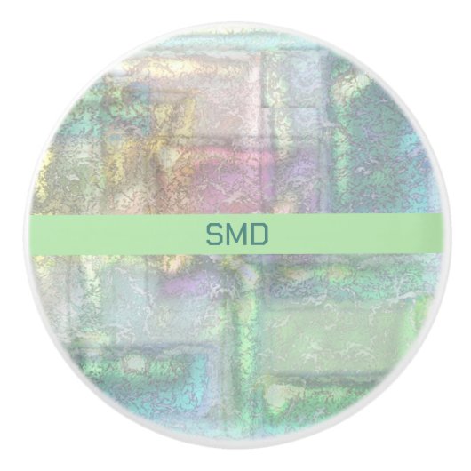 Abstract blauw roze getextureerd patroon keramische knop (Voorkant)