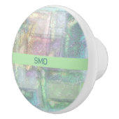 Abstract blauw roze getextureerd patroon keramische knop (Rechts)