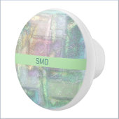 Abstract blauw roze getextureerd patroon keramische knop