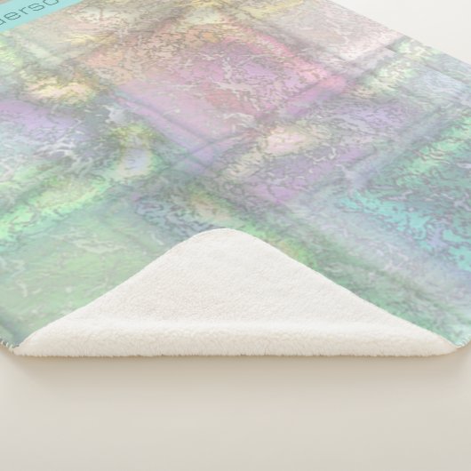 Abstract blauw roze getextureerd patroon sherpa deken (3/4)