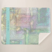 Abstract blauw roze getextureerd patroon sherpa deken (Voorkant (horizontaal))