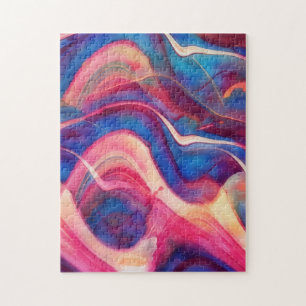 Abstract Blauw Roze Stromende Kunstpuzzel Legpuzzel