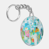 Abstract blauw sleutelhanger (Voorkant Links)