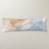 Abstract blauw, taupe en goud lichaamskussen (Achterkant)