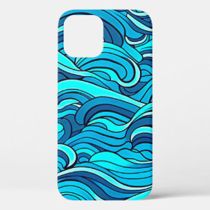 Abstract blauw turquoise oceaangolven iPhone 12 pro hoesje