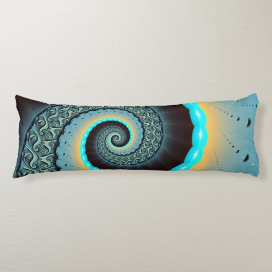 Abstract blauw turquoise oranje fractale kunst spi lichaamskussen (Voorkant)