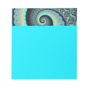 Abstract blauw turquoise oranje fractale kunst spi notitieblok