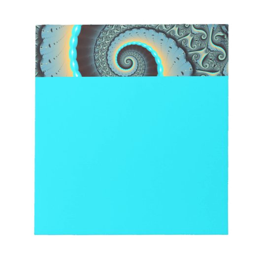 Abstract blauw turquoise oranje fractale kunst spi notitieblok (Voorkant)