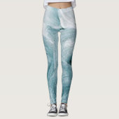 Abstract blauw wervelpatroon leggings (Voorkant)