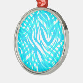 Abstract Blauw Zebra Metalen Ornament (Links)