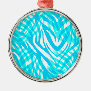 Abstract Blauw Zebra Metalen Ornament