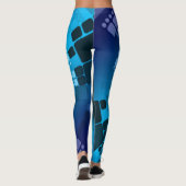 Abstract blauw Zee Gold Diamond Seashell Leggings (Achterkant)