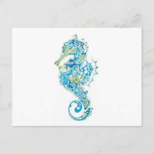 Abstract blauw zeepaard briefkaart