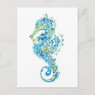 Abstract blauw zeepaard briefkaart