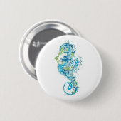 Abstract blauw zeepaard ronde button 5,7 cm (Voorkant /achterkant)
