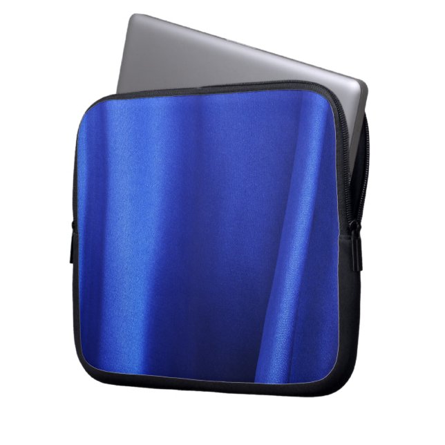 Abstract blauw zijdeweefsel laptop sleeve (Voorkant Links)