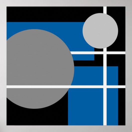 Abstract blauw zwart wit AP0001 Poster (Voorkant)