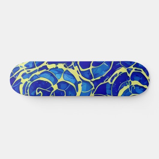 Abstract, blauw, zwart-wit patroon skateboard (Horizontaal)