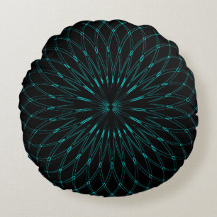 Abstract blauwe geometrische grafische afbeelding  rond kussen