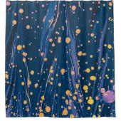 ABSTRACT BLAUWE MARBLED PAPIER MET GOUDE SPLASHEDE DOUCHEGORDIJN (Voorkant)