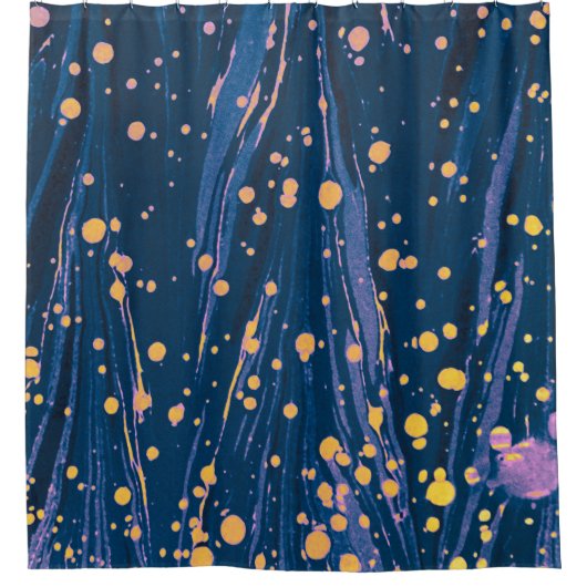 ABSTRACT BLAUWE MARBLED PAPIER MET GOUDE SPLASHEDE DOUCHEGORDIJN (Voorkant)