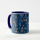 ABSTRACT BLAUWE MARBLED PAPIER MET GOUDE SPLASHEDE MOK (Voorkant links)