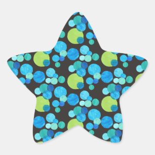 Abstract Blauwe Moons Patroon op Zwart Ster Sticker